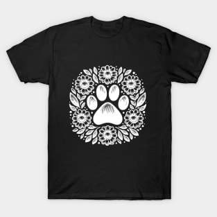 White Paw print, minimal style, pet lovers, animal lovers T-Shirt